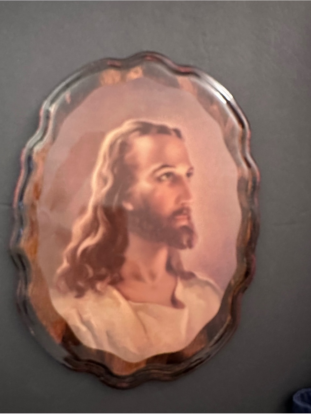 Vintage Mid-Century Warner Sallman "Head of Christ" Wood Wall Plaque Retro